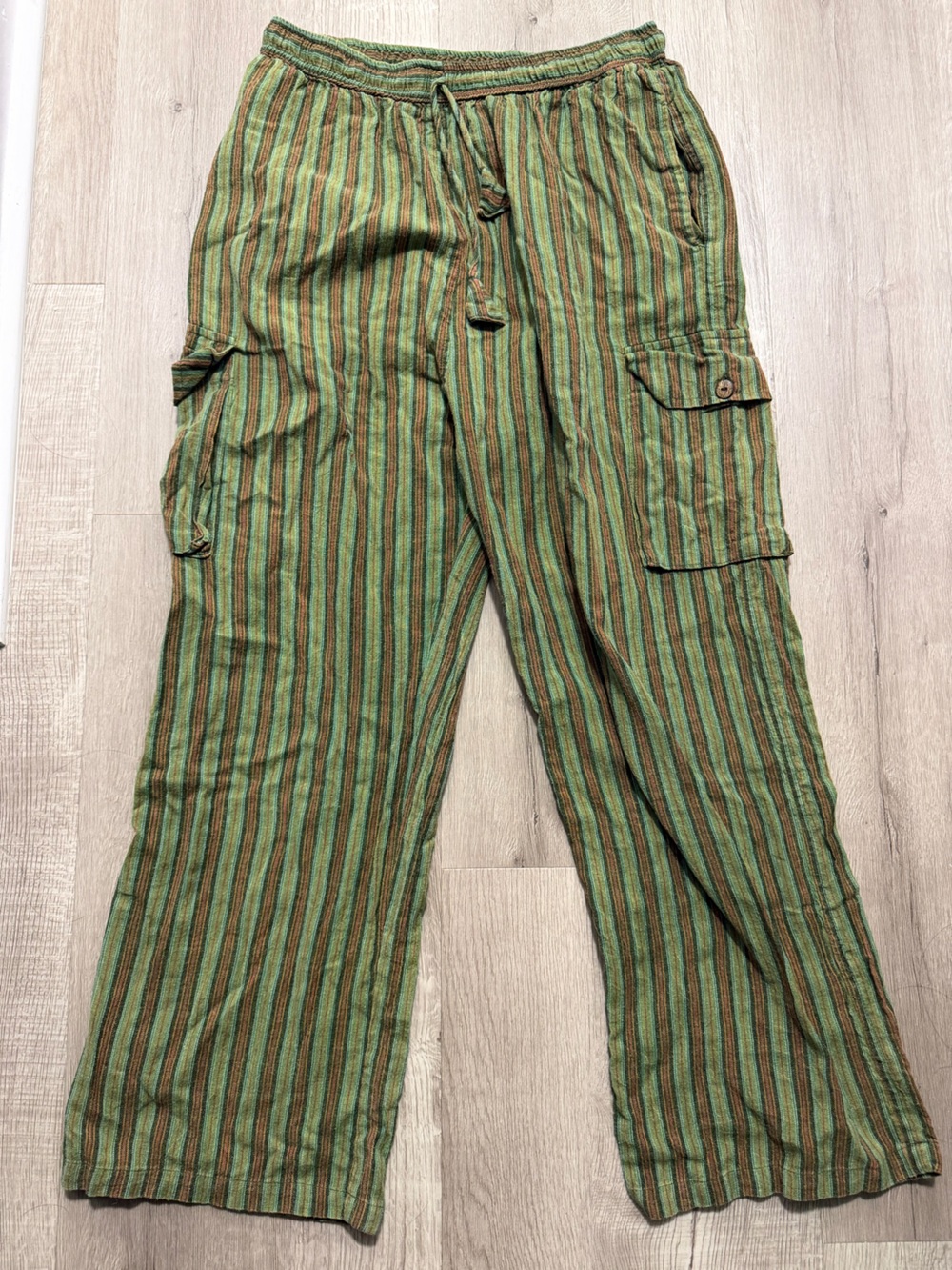 Earthbound Striped Green & Brown Unisex Casual Pants